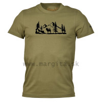 Pánske tričko RANGER OLIVE krátky rukáv - jeleň v lese